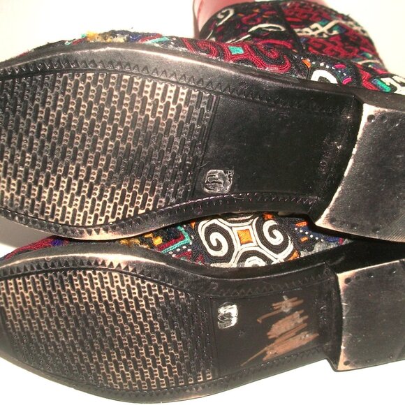 Unbranded Artisan-Made Central Asian Suzani Embroidered Side Zip Flat Boots 10M - Picture 9 of 12